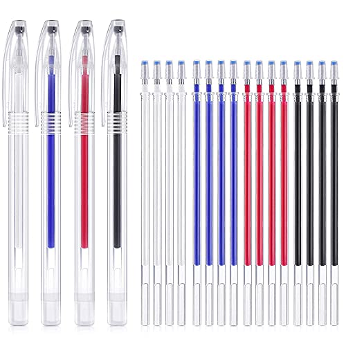 Heat Erase Pens 20 Stück Hitze Löschbar Stoff Markierung Stifte 4 Farben Hitze Löschbar Stifte für Schneidern, Nähen und Verschiedene Stoff Farben von XINCHAO