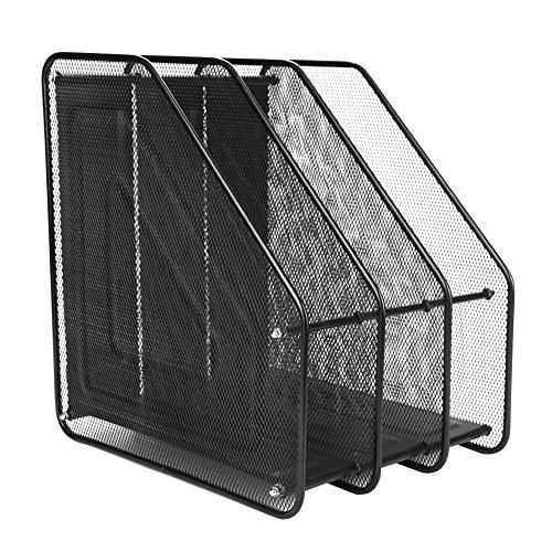 Schreibtisch Organizer Metall Dokumentenablage 3/4 Fächer Briefablage Bücher Ordner Netzgitter Organizer Prospekt Zeitschriftensammler Mesh Dokumentenhalter Stehsammler für Büro Zuhause Schule von XINCHIUK