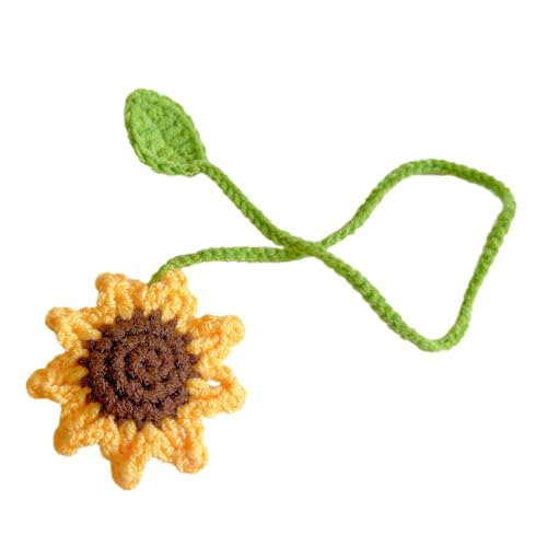 Handgemachte gestrickte Sonnenblume, Häkelblume, Sonnenblumen-Lesezeichen | Handgemachte gestrickte Knospenpflanzen-Blumen-Lesezeichen – Gestrickte Blumen-Seitenmarker Knospen von XINCXIN