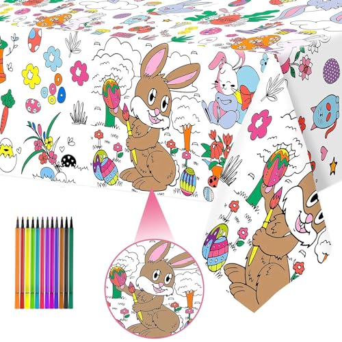 XINDY Papiertischdecke Ostern Tischdecke zum Ausmalen, Ostertischdecke, Ausmaltischdecke Kinder, Maltischdecke für Kinder, Ausmalbilder Ostern Basteln Kinder, Osterdeko, Ostergeschenke Kinder von XINDY