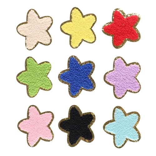 9 Pieces Star Sticked Eisen Auf Flecken Sternapplikationen Flecken Nähen Kleidungsflecken Für T Shirt Kleider Jeans von XINGBEI