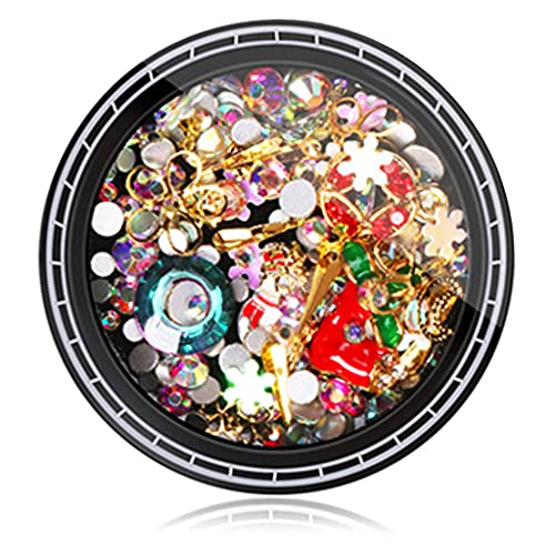 XINGLIDA 1 Box Weihnachts-Nagel-Strasssteine, 3D-Nägel, Charms, Metall-Nieten, Nagelkunst-Dekor (Nr. 1) von XINGLIDA