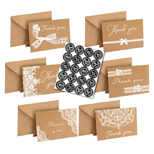 XINGLIDA 18PCS Spitzenverzerrte Papier Vielen Dank Karten Mit Umschlägen Und Aufkleber Für Hochzeit Valentine Jubiläumsfeier von XINGLIDA