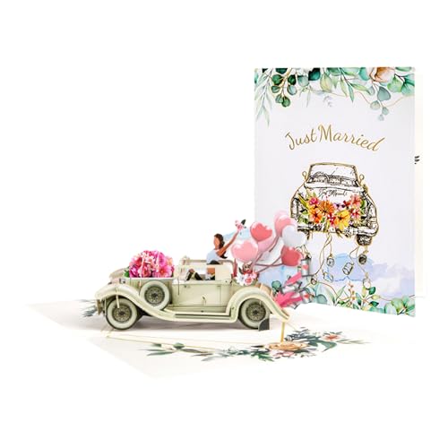 XINGLIDA 3D Popup Auto Und Blumenpapierkarte Handgefertigte Grußkarte Mit Umschlag Für Valentinstag Jubiläumsgeschenk Für Frau von XINGLIDA