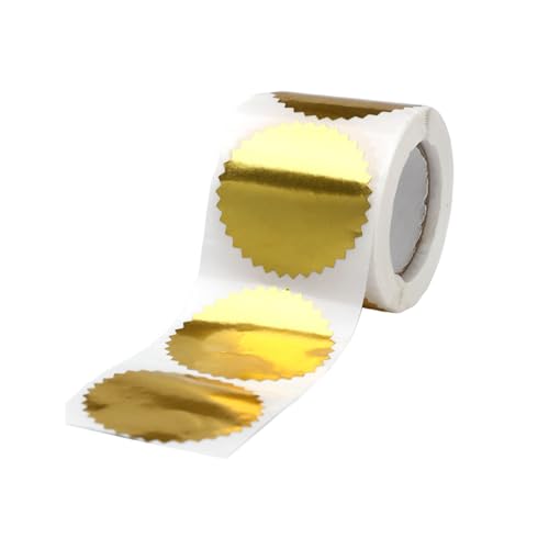 XINGLIDA Living Goods, 100/250 Stück Goldene silberne Rötungszertifikate, Oblaten, Firmen-Siegel-Etiketten, 45 mm, runde Zahnrad-Etiketten, Aufkleber zum Prägen von XINGLIDA
