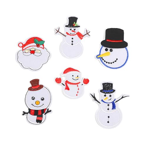 ​​​​​​​​​​​​​​​​6 Stück Aufnäher Weihnachten Schneemann Aufnäher Applikation Reparatur Patch 5,1–7,6 cm Kawaii Cartoon Patches für Rucksäcke Taschen Hüte Kleid Jacke DIY Handwerk Anime Kleidung von XINGNIAO