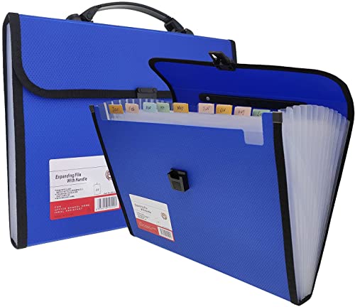 Fächermappe mit Etiketten, 13 Taschen, Akkordeon-Ordner, Dokumenten-Organizer, Fächermappe mit Reißverschluss, A4-Papier, Akkordeon-Ordner, 1 Packung (blau) von XINGXINRONG