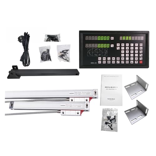 DRO-2V Digitalanzeige AC90-260V & 2 Stück 0-1000 mm linearer Glasmaßstab Encoder Gitter Lineal for Drehmaschinen Fräsmaschinen Für Schleifdrehmaschine(0.001mm complete kit) von XINHAN