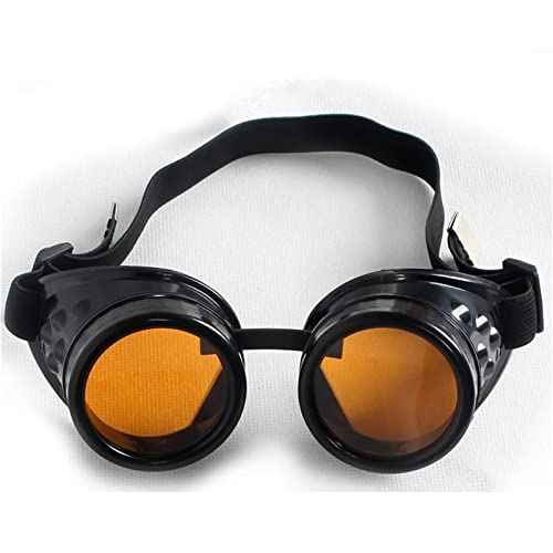 XINQIK Brille Steampunk Brille Damen Retro Gothic Brille Rave Party Deko Brille Party-Kopfbedeckungen, Brillen und Accessoires(Orange) von XINQIK