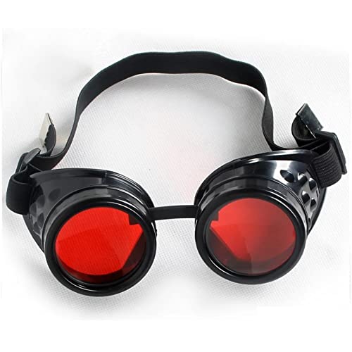 XINQIK Brille Steampunk Brille Damen Retro Gothic Brille Rave Party Deko Brille Party-Kopfbedeckungen, Brillen und Accessoires(Red) von XINQIK