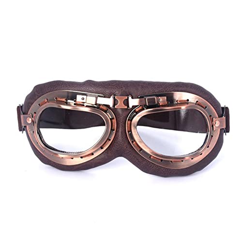 XINQIK Retro Motorradbrille Brille Retro Motorrad Classic Brille for Steampunk Fahrrad Kupferhelm Party-Kopfbedeckungen, Brillen und Accessoires(Clear) von XINQIK