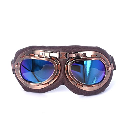 XINQIK Retro Motorradbrille Brille Retro Motorrad Classic Brille for Steampunk Fahrrad Kupferhelm Party-Kopfbedeckungen, Brillen und Accessoires(Multi) von XINQIK