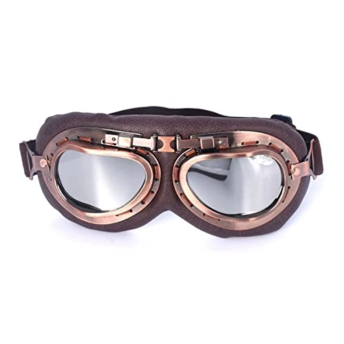 XINQIK Retro Motorradbrille Brille Retro Motorrad Classic Brille for Steampunk Fahrrad Kupferhelm Party-Kopfbedeckungen, Brillen und Accessoires(Silver) von XINQIK