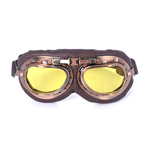 XINQIK Retro Motorradbrille Brille Retro Motorrad Classic Brille for Steampunk Fahrrad Kupferhelm Party-Kopfbedeckungen, Brillen und Accessoires(Yellow) von XINQIK