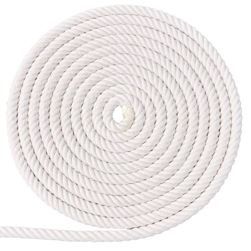 XINSHUNCAN Baumwollseil 12mm 10M,Baumwollkordel Natürliches Dickes 4-Strang Verdrehtes Weiches Baumwollseil für DIY Handwerk,Wandhänger, Pflanzenhänger,Makrame,Gartenarbeit von XINSHUNCAN