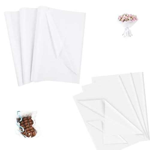 80 Blatt Seidenpapier Weiß 50x70 cm Packseide Transparent Geschenkpapier für Hochzeit Geburtstag Weihnachten DIY Deko Basteln Verpacken von XINTANGXIA