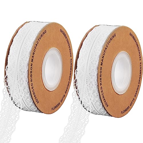 Vintage Spitzenband 2 Rolls Spitzenband Weiß Vintage Dekoband Zierband Spitzenborte für Hochzeit Tischdeko Basteln Geschenkband Kraftpapier von XINTONG