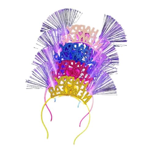 XINYIN 5 x LED-Haarreifen mit Aufschrift "Happy New Year", zufällige Farbe, perfekt für Neujahrsparty und Foto-Requisiten, Stirnband, modischer Kopfschmuck, beleuchtet von XINYIN