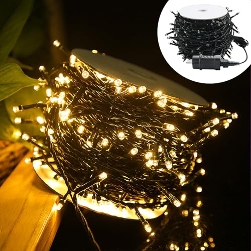 XINZI 100m LED Lichterkette innen mit stecker, Lichterketten Lichterkette außen mit 8 Leuchtmodi, Lichterkettenvorhang Außenlichterkette Weihnachtsbeleuchtung für weihnachtsdeko, Lichterkette WarmWeiß von XINZI