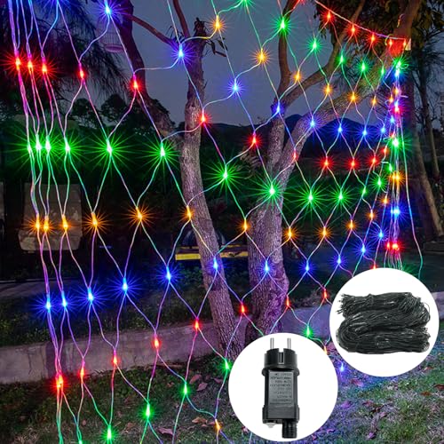 XINZI Lichternetz Außen 3x2m, Lichterkette Außen 8 Modi Lichtervorhang innen, lichterkette netz mit Stecker, lichternetz innen weihnachtsbeleuchtung, led netz für Weihnachten Halloween, RGB von XINZI