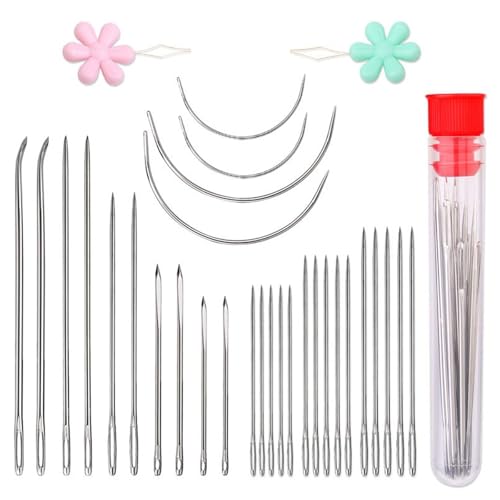 10 Set Stricknadel Mit Flasche Großes Auge Handnähnadel Großes Auge Gebogene Nadel Nähnadel Zum Nähen von XINgjyxzk