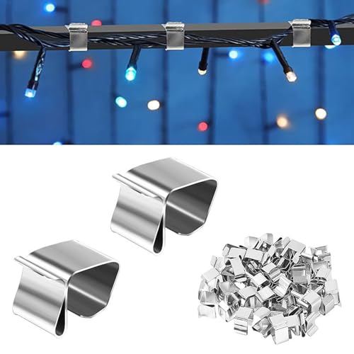 100 Stück Dachrinnenhaken Für Lichterketten Edelstahl Mini Dachrinnenhaken Für Lichterketten Dachrinnen Halterung Für Lichterkette Metall Licht Haken Clip Für Küche, Bad, Gartendekoration (14*20mm) von XIONGXIAOZHI