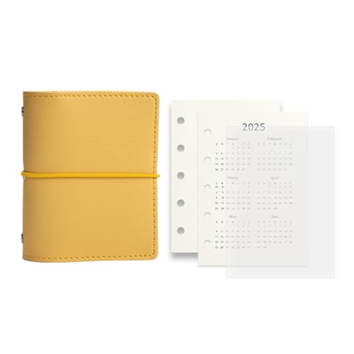 Nachfüllbares Notizbuch mit 5 Löchern und 50 Blatt Nachfüllpapier, 12,3 x 9,8 cm, Leder, 5 Ringe, Ringbucheinband mit Innentasche für Notizen Nachfüllbares Notizbuch mit 5 Löchern und 50 Blatt Nachfüllpapier, 12,3 x 9,8 cm, Leder, 5 Ringe, Ringbucheinband mit Innentasche für Notizen von XITEA