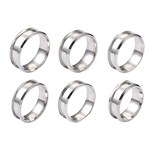 Ringkernrohling für Inlay-Ringe, Schmuckherstellung, gerillter Fingerring, 8 mm, 6 Stück von XITEA