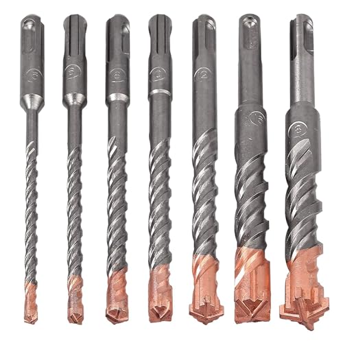 7-teiliges SDS-Plus-Hammerbohrer-Set (4-schneidig) for Beton, Ziegel, Stein, Mauerwerk und Granit von XIUEQVS