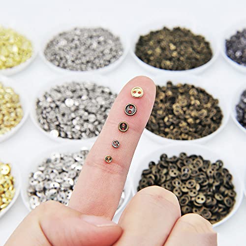 100 Stück 3/4/5/mm Mini-Metallknöpfe für DIY-Puppenkleidung, runde Schnallen, 2 Löcher, handgefertigte Kartenherstellung, Scrapbooking-Knöpfe, Nähen von XIUPO