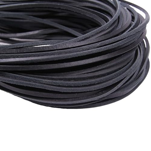 2 Meter Schwarz/Kaffee 3-4mm Keine Gelenke Flache Echtleder-Schmuckschnur Schnur Spitze Seil DIY Schnürsenkel Halskette Armband Finden von XIUPO