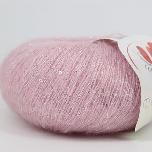 25G Pailletten Mohair Garn Weiche Dünne Wolle Garn für Hand Stricken Seide Faden Mode Spandex Garne von XIUPO