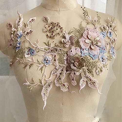 3D Blumen Perlen Stickerei Patch für Hochzeitskleid Kleidung Nähen auf Patches Diy Blumenspitze Stoffe Applikation von XIUPO