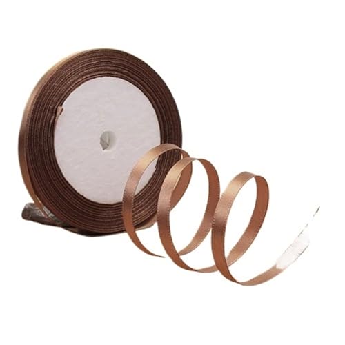 25 Yards 6 mm Seidensatinbänder for Bastelarbeiten, Schleifen, handgefertigte Geschenkverpackungen, Partys, Hochzeiten, dekorative künstliche Accessoires(Coffee) von XIUsheUA