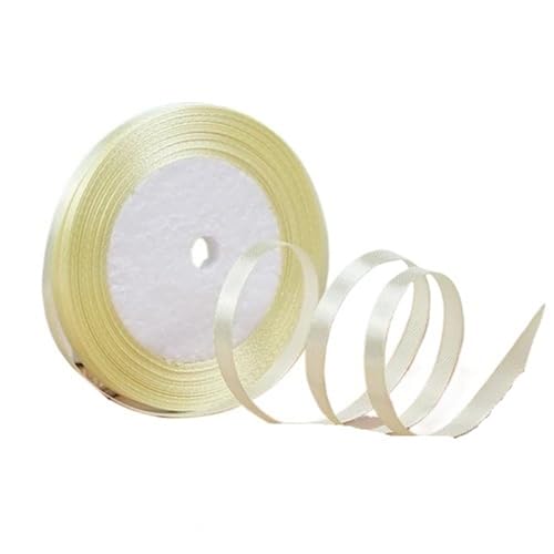 25 Yards 6 mm Seidensatinbänder for Bastelarbeiten, Schleifen, handgefertigte Geschenkverpackungen, Partys, Hochzeiten, dekorative künstliche Accessoires(Cream) von XIUsheUA