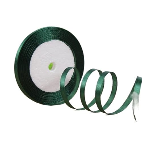 25 Yards 6 mm Seidensatinbänder for Bastelarbeiten, Schleifen, handgefertigte Geschenkverpackungen, Partys, Hochzeiten, dekorative künstliche Accessoires(Dark green) von XIUsheUA