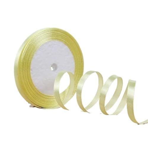 25 Yards 6 mm Seidensatinbänder for Bastelarbeiten, Schleifen, handgefertigte Geschenkverpackungen, Partys, Hochzeiten, dekorative künstliche Accessoires(Light yellow) von XIUsheUA