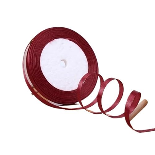 25 Yards 6 mm Seidensatinbänder for Bastelarbeiten, Schleifen, handgefertigte Geschenkverpackungen, Partys, Hochzeiten, dekorative künstliche Accessoires(Wine red) von XIUsheUA