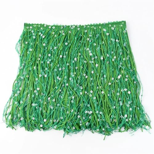 Schnittfranse Seide Pailletten-Fransen-Quasten-Spitze for Nähen von lateinamerikanischen Kleidern, Spitzenbesatz, DIY-Zubehör(Green,20cm-1Meter) von XIUsheUA