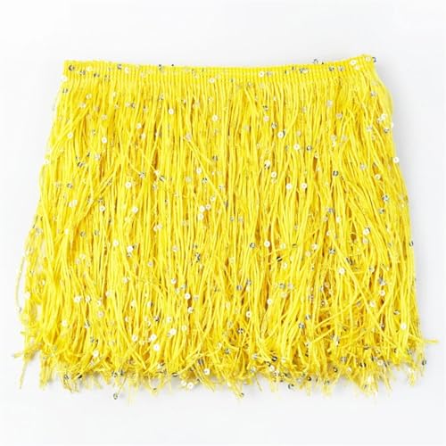 Schnittfranse Seide Pailletten-Fransen-Quasten-Spitze for Nähen von lateinamerikanischen Kleidern, Spitzenbesatz, DIY-Zubehör(Yellow,20cm-1Meter) von XIUsheUA