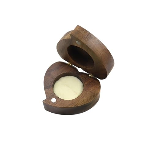 XIUsheUA Ringbox Holz Herzförmige Ringbox aus schwarzem Nussbaum, Holzring-Schmuckschatulle, Holzkiste, Ornamente, Holzverpackungsbox(Color5) von XIUsheUA