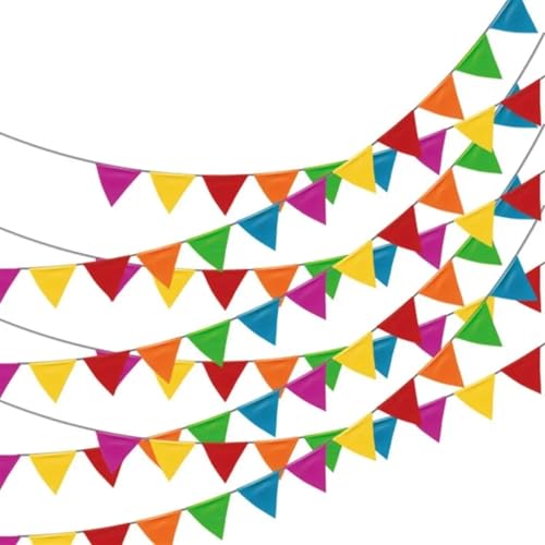 XIUsheUA Wimpelkette Outdoor 50m Multi Farbe Banner Party Dreieck Flaggen for Haus Garten Hochzeit Shop Straße(14x21CM 100 Flags) von XIUsheUA