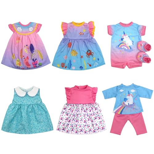 Puppenkleidung für 30-40 cm New Born Baby Puppen, Kleidung Bekleidung Outfits 6er-Pack (Keine Puppe) von XIVEENS