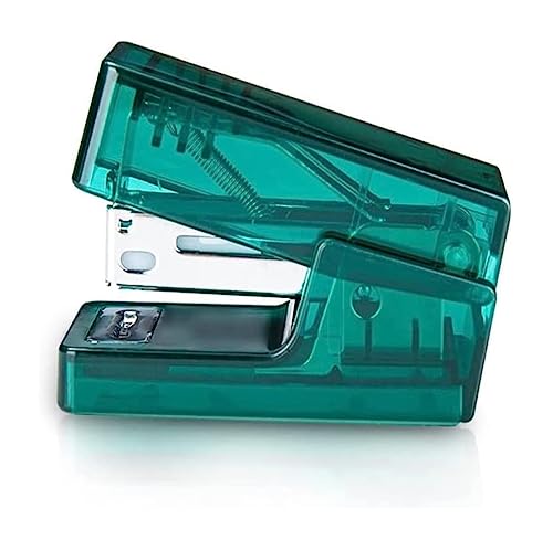 Hefter Transparente Mini-Schreibtischhefter, Kreativer Hand-Standard-Hefter, Arbeitssparend, Papierbindezubehör, Desktop Bürohefter(Green) von XIWEISONG