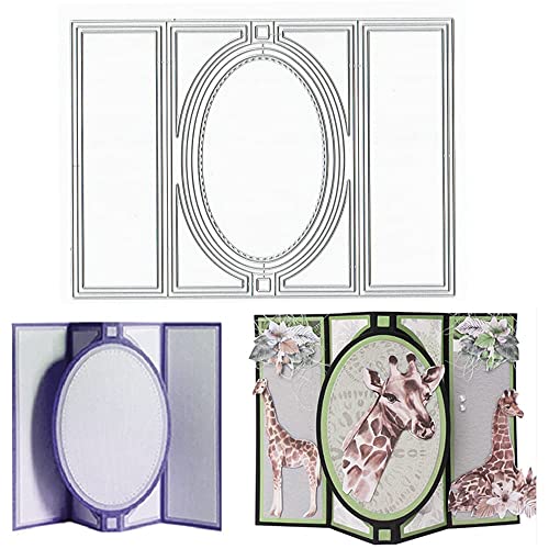 XIXKOLYU 3D-Kartenform-Stanzformen für die Kartenherstellung, rechteckige Geschenk-Popup-Karten-Stanzformen-Sets, ovale Banner-Box-Stanzformen, Prägevorlage für Scrapbooking von XIXKOLYU