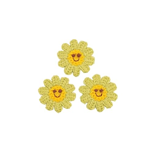 45MM 30PCS Häkelblumen-Patches Lächeln Gesicht Stickerei Patch Eisen auf Applikationen Chinesisch für Kleidung Kleine Aufnäher Patches für Jeans Jacke von XJHHS