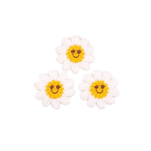 45MM 30PCS Häkelblumen-Patches Lächeln Gesicht Stickerei Patch Eisen auf Applikationen Chinesisch für Kleidung Kleine Aufnäher Patches für Jeans Jacke von XJHHS