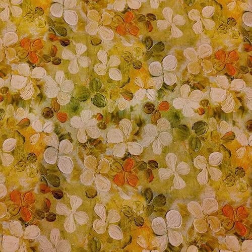 XJHHS 150 cm breit Ölblume bemalt Bedruckt halbdurchsichtiger Chiffon-Stoff Meterware Polyester-Chiffon-Stoff für die Schneiderei Kleidung Handwerk von XJHHS