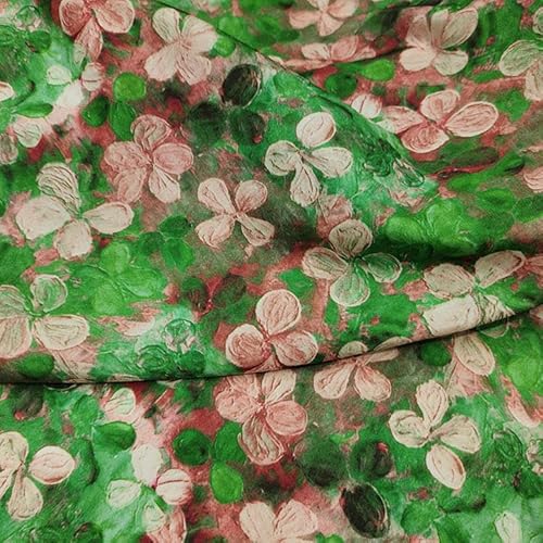 XJHHS 150 cm breit Ölblume bemalt Bedruckt halbdurchsichtiger Chiffon-Stoff Meterware Polyester-Chiffon-Stoff für die Schneiderei Kleidung Handwerk von XJHHS