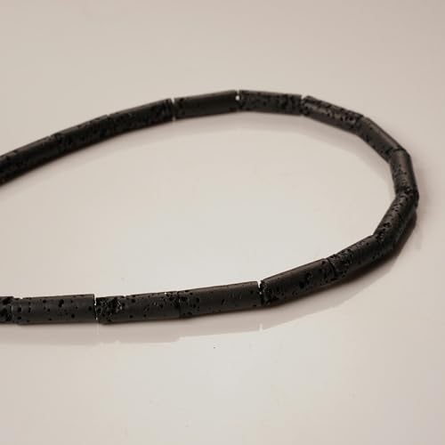 XJHNB 4 x 13 mm 29 Stück runde Röhrenperlen aus Lavastein Perlen aus Vulkangestein Lavaperlen zur Schmuckherstellung DIY-Lavaperlen für Armbänder Anhänger Basteln von XJHNB